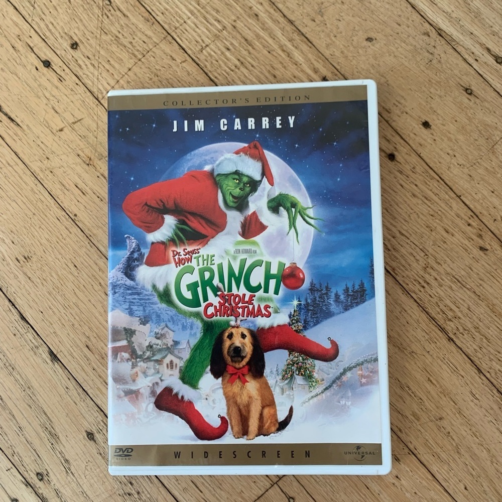 Jim Carrey in The Grinch Who Stole Christmas by Dr Seuss